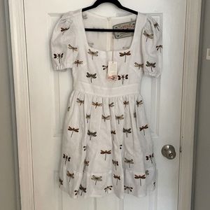 Agua Bendita Pomelo Dress Dragonflies Small White
